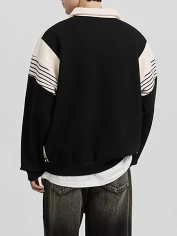Kontrastfarbenes Strick-Sweatshirt mit halbem Reißverschluss für Herren-4