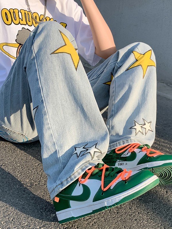 Lockere Jeans mit Patch-Star-Grafik für Herren-2