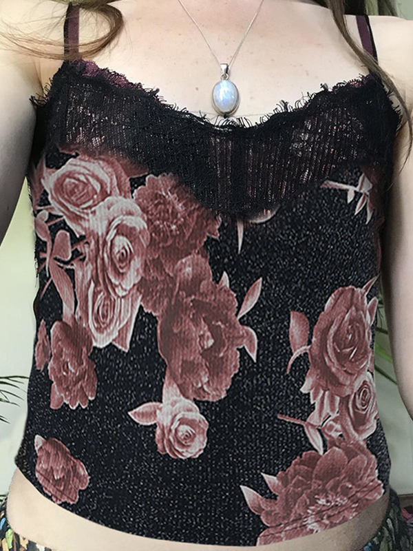 Camisole-Oberteil mit Vintage-Blumendruck