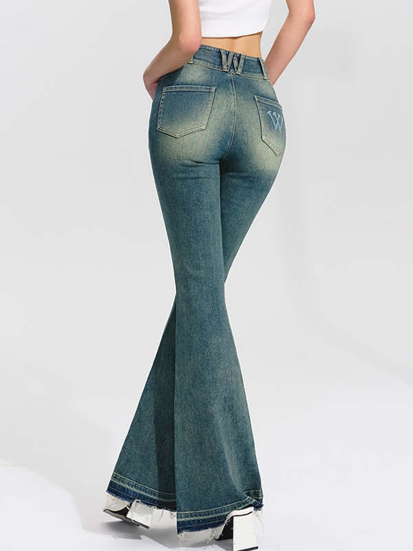 Vintage Washed Micro Flare Jeans
