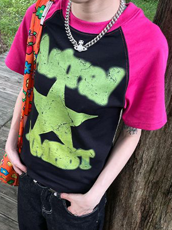 Übergroßes Kurzarm-T-Shirt mit Pentagramm